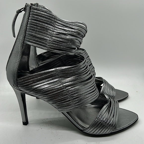 LK Bennet Black Ribbon NWT “Arianna” Silver Stiletto Heel Shoes *Sz 37/US 6*🔥🔥 - Picture 3 of 10